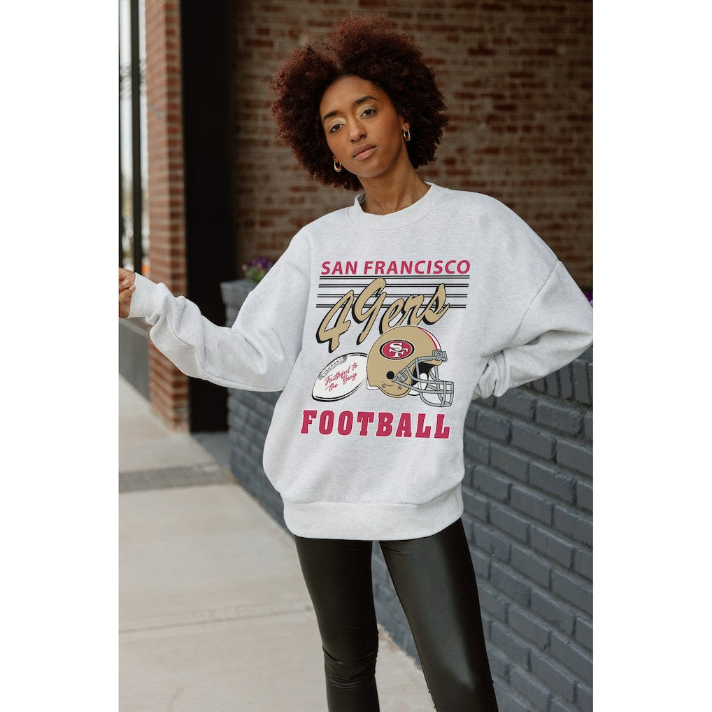 San Francisco 49ers Gameday Couture Women's Home Turf Oversized Premium Fleece Pullover Sweatshirt Ash