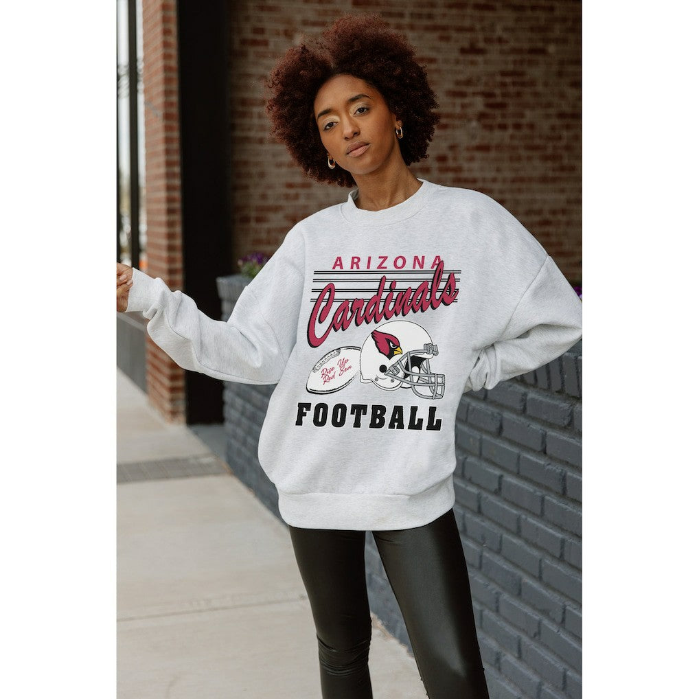 Arizona Cardinals Gameday Couture Women's Home Turf Oversized Premium Fleece Pullover Sweatshirt Ash