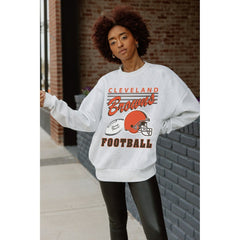 Cleveland Browns Gameday Couture Women's Home Turf Oversized Premium Fleece Pullover Sweatshirt Ash