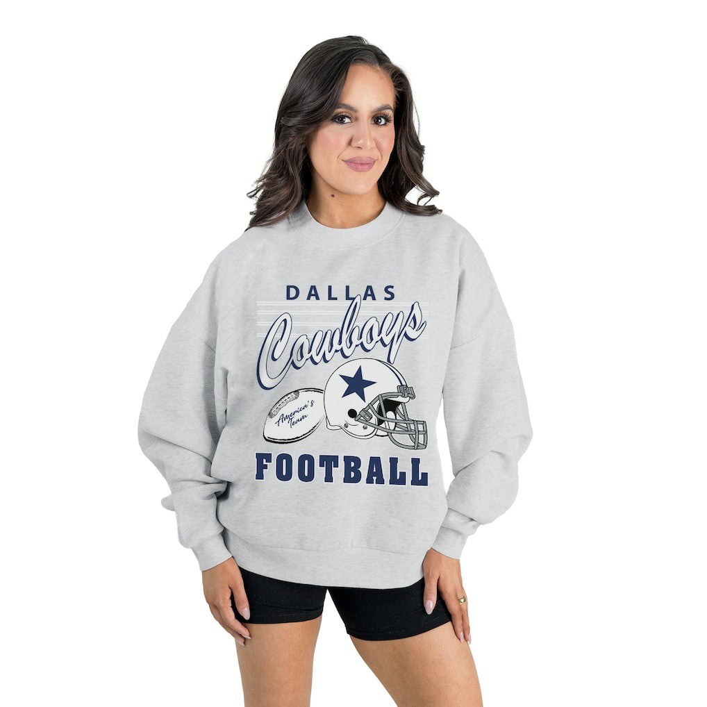 Dallas Cowboys Gameday Couture Women's Home Turf Oversized Premium Fleece Pullover Sweatshirt Ash