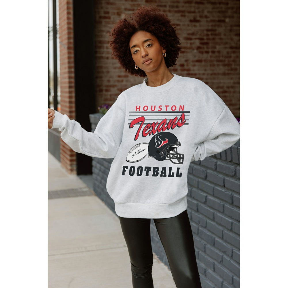 Houston Texans Gameday Couture Women's Home Turf Oversized Premium Fleece Pullover Sweatshirt Ash