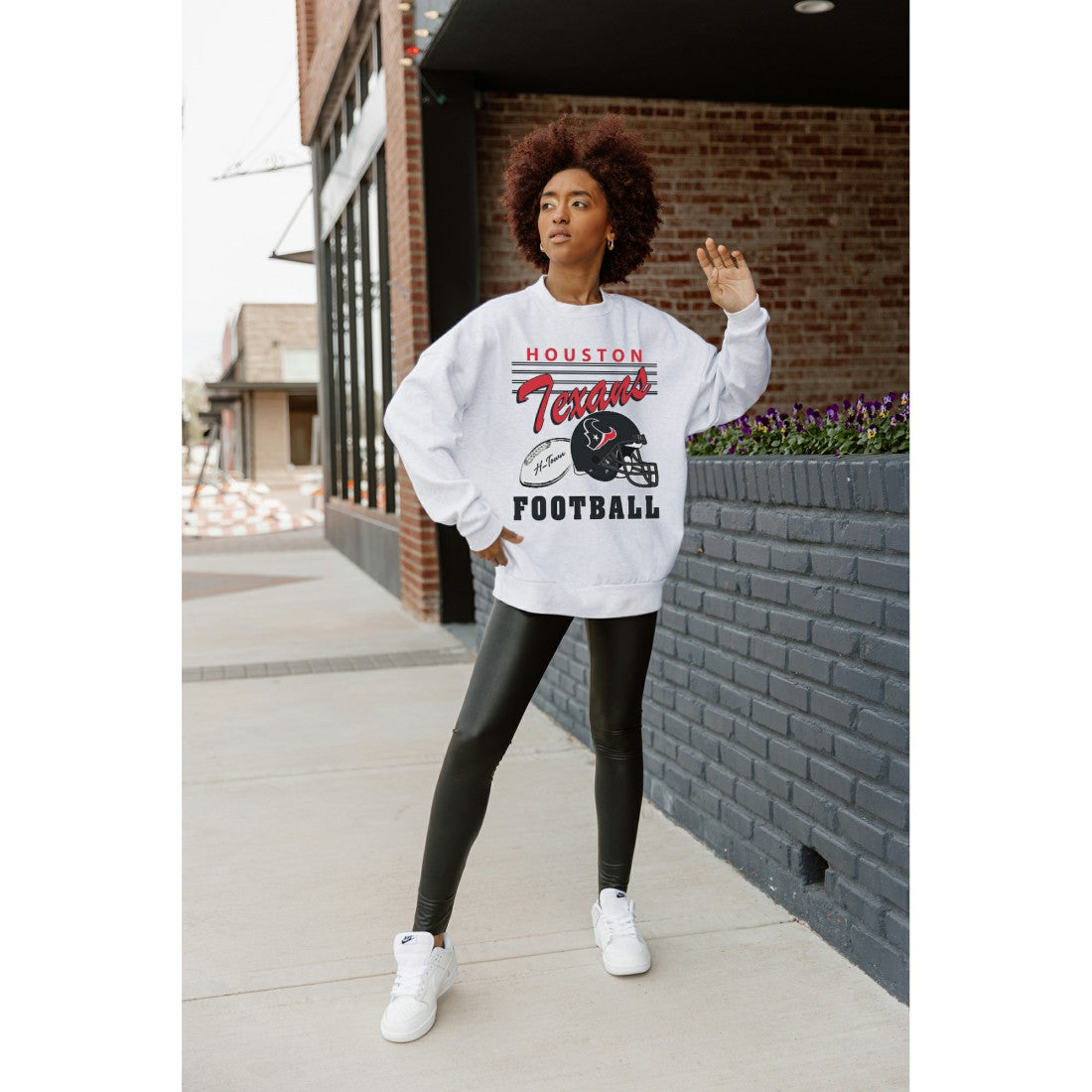 Houston Texans Gameday Couture Women's Home Turf Oversized Premium Fleece Pullover Sweatshirt Ash