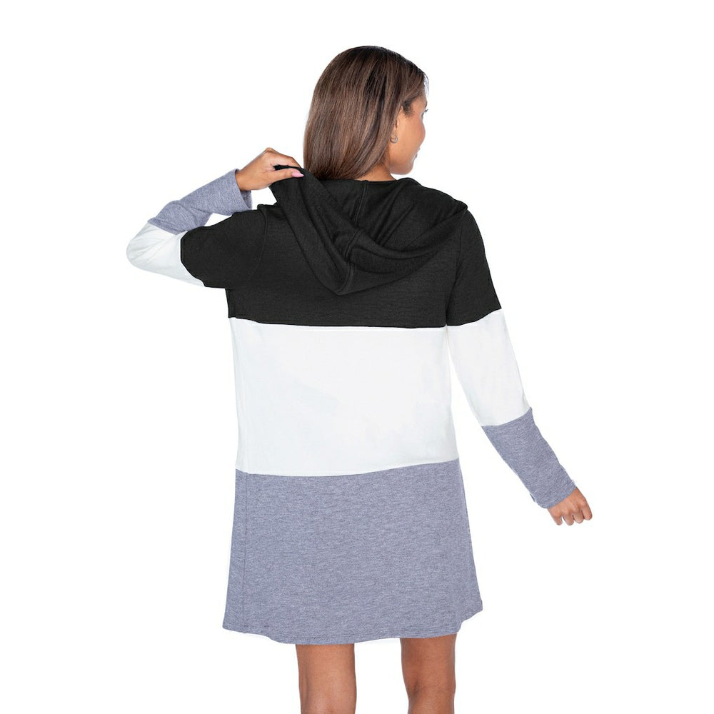 Denver Broncos Gameday Couture Women's Tri-Blend Color Block Lightweight Cardigan Hoodie Black