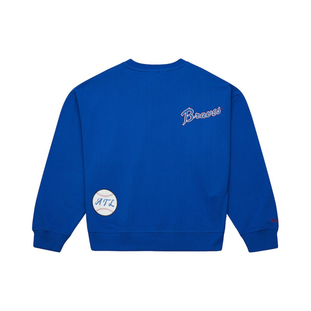 Atlanta Braves Mitchell & Ness Women's Cooperstown Collection Crewneck Sweatshirt - Royal - Mitchell & Ness on Sale
