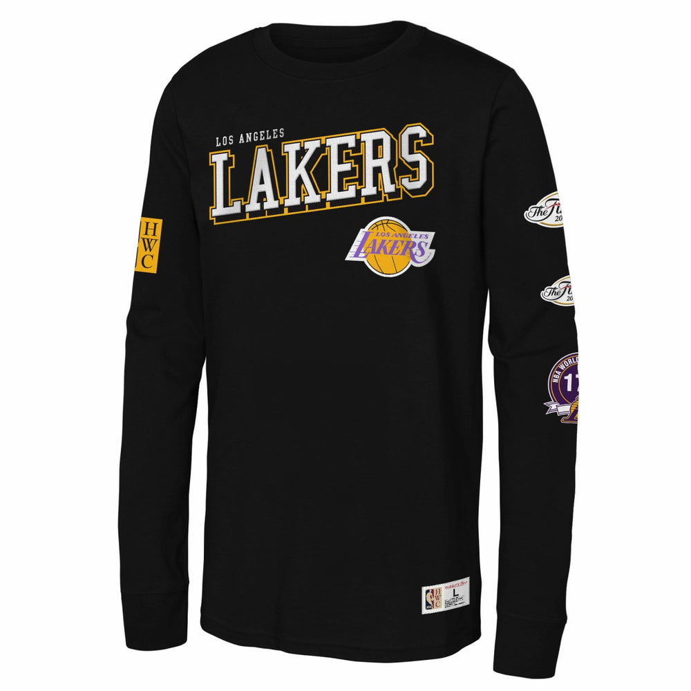 Los Angeles Lakers Youth Hardwood Classics Training Camp Long Sleeve T-Shirt Black | Mitchell & Ness US