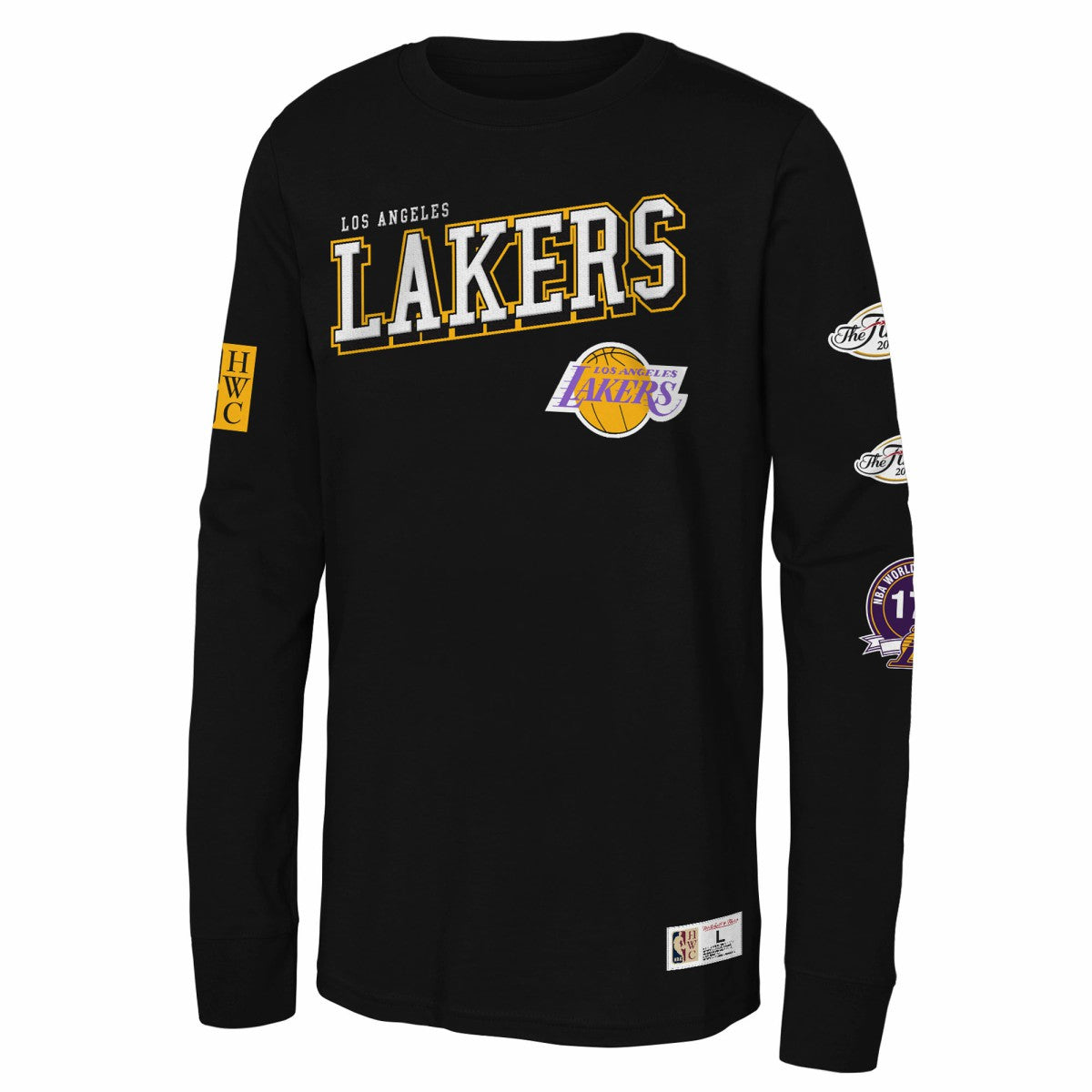 Los Angeles Lakers Youth Hardwood Classics Training Camp Long Sleeve T-Shirt Black | Mitchell & Ness US