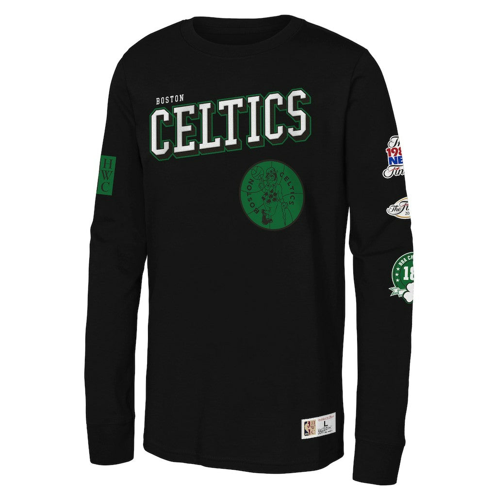 Boston Celtics Youth Hardwood Classics Training Camp Long Sleeve T-Shirt Black | Mitchell & Ness Near Me