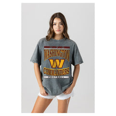 Washington Commanders Gameday Couture Women's Oversized Classic Grind Washed T-Shirt Gray