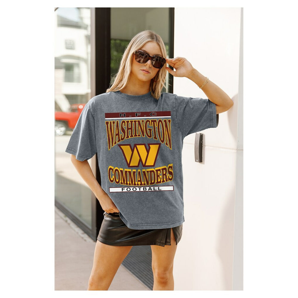 Washington Commanders Gameday Couture Women's Oversized Classic Grind Washed T-Shirt Gray