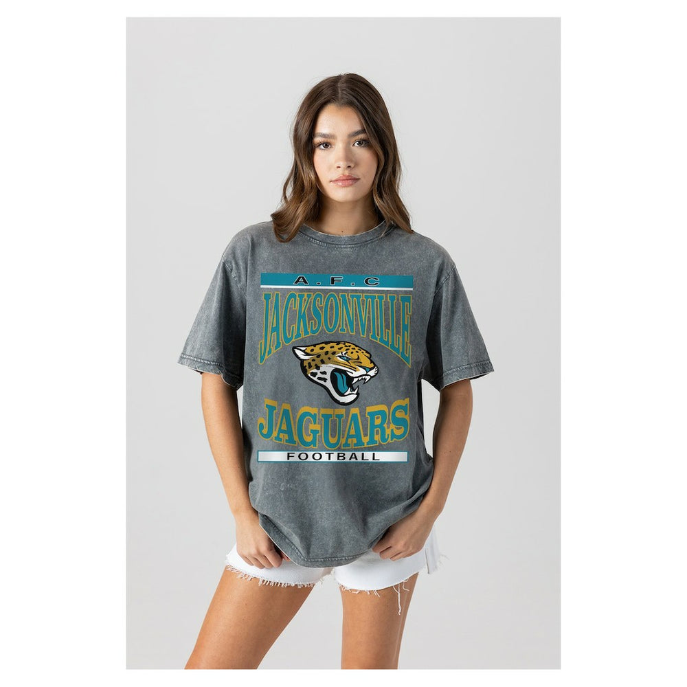 Jacksonville Jaguars Gameday Couture Women's Oversized Classic Grind Washed T-Shirt Gray