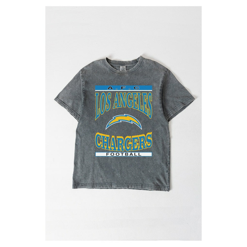 Los Angeles Chargers Gameday Couture Women's Oversized Classic Grind Washed T-Shirt Gray