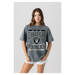 Las Vegas Raiders Gameday Couture Women's Oversized Classic Grind Washed T-Shirt Gray