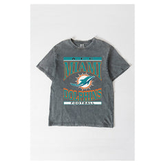 Miami Dolphins Gameday Couture Women's Oversized Classic Grind Washed T-Shirt Gray