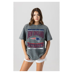 New England Patriots Gameday Couture Women's Oversized Classic Grind Washed T-Shirt Gray