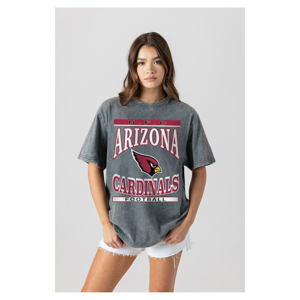 Arizona Cardinals Gameday Couture Women's Oversized Classic Grind Washed T-Shirt Gray
