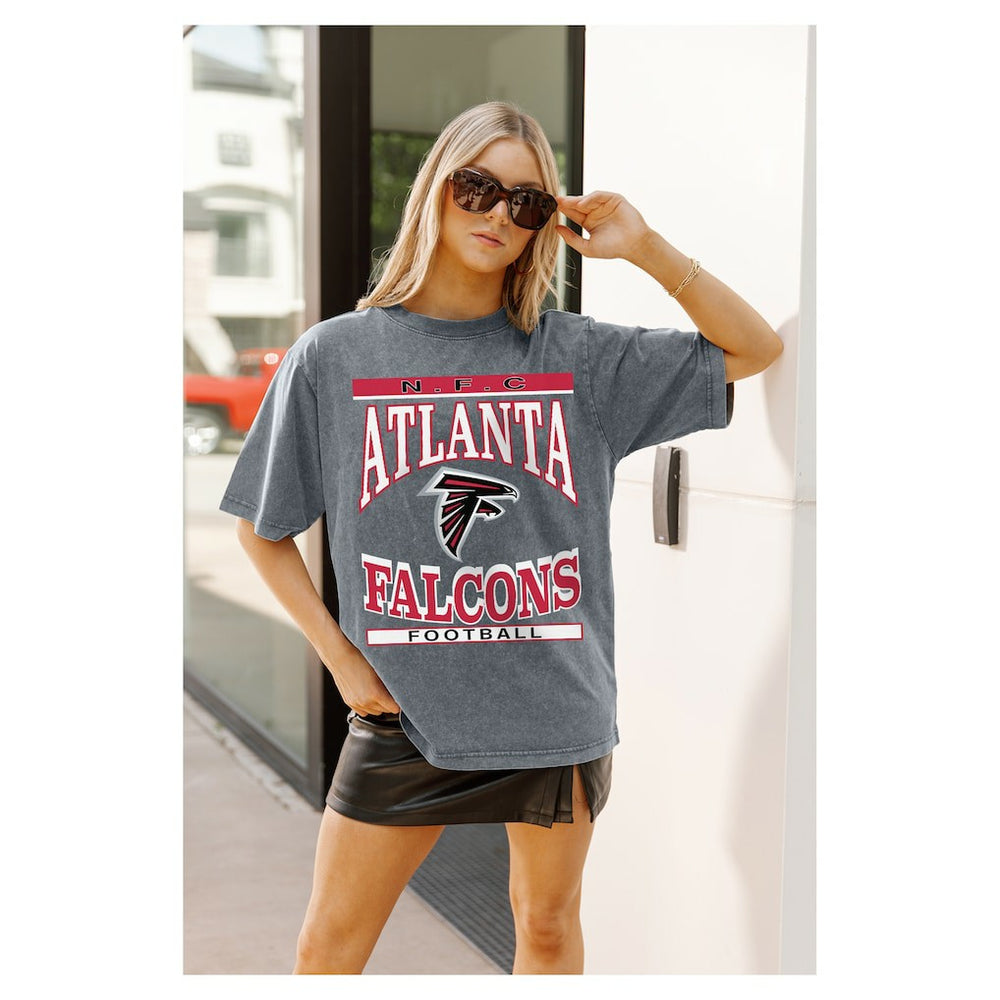 Atlanta Falcons Gameday Couture Women's Oversized Classic Grind Washed T-Shirt Gray