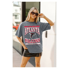 Atlanta Falcons Gameday Couture Women's Oversized Classic Grind Washed T-Shirt Gray