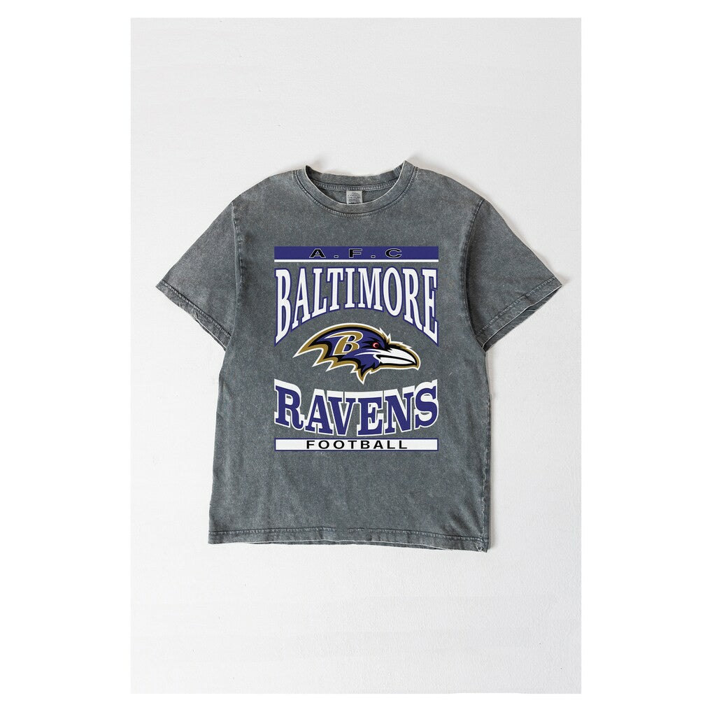 Baltimore Ravens Gameday Couture Women's Oversized Classic Grind Washed T-Shirt Gray