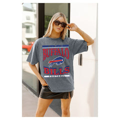Buffalo Bills Gameday Couture Women's Oversized Classic Grind Washed T-Shirt Gray