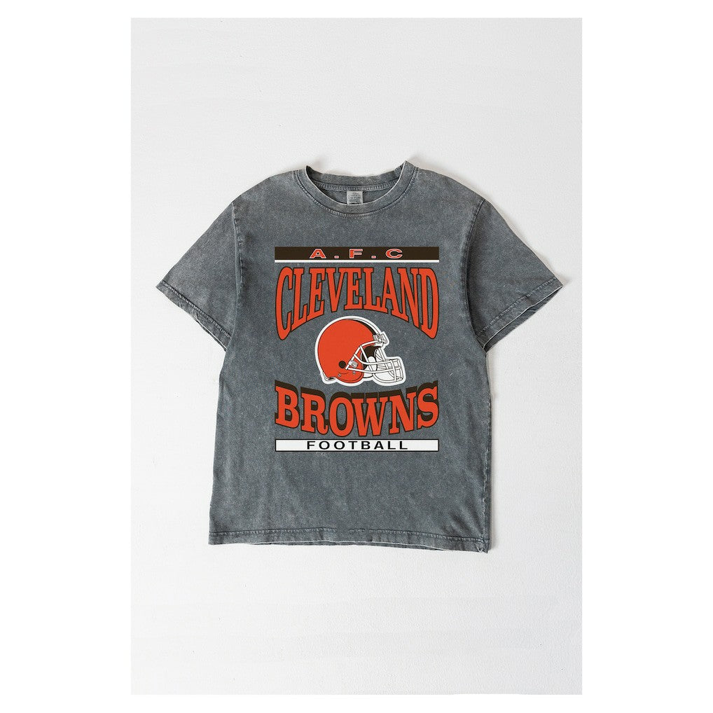 Cleveland Browns Gameday Couture Women's Oversized Classic Grind Washed T-Shirt Gray