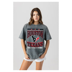 Houston Texans Gameday Couture Women's Oversized Classic Grind Washed T-Shirt Gray