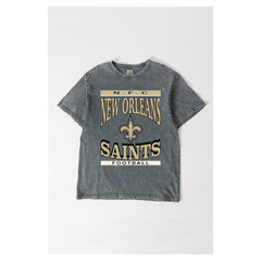 New Orleans Saints Gameday Couture Women's Oversized Classic Grind Washed T-Shirt Gray