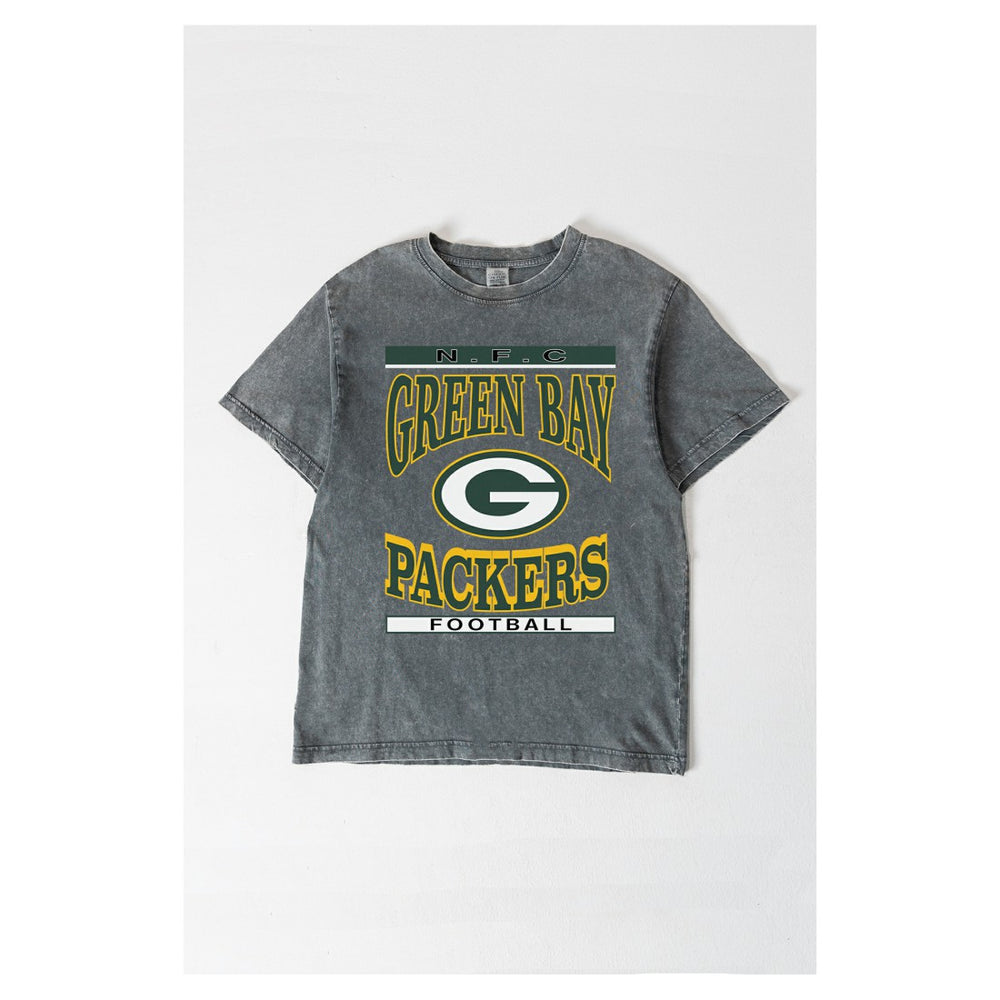 Green Bay Packers Gameday Couture Women's Oversized Classic Grind Washed T-Shirt Gray