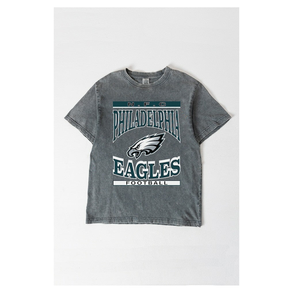 Philadelphia Eagles Gameday Couture Women's Oversized Classic Grind Washed T-Shirt Gray