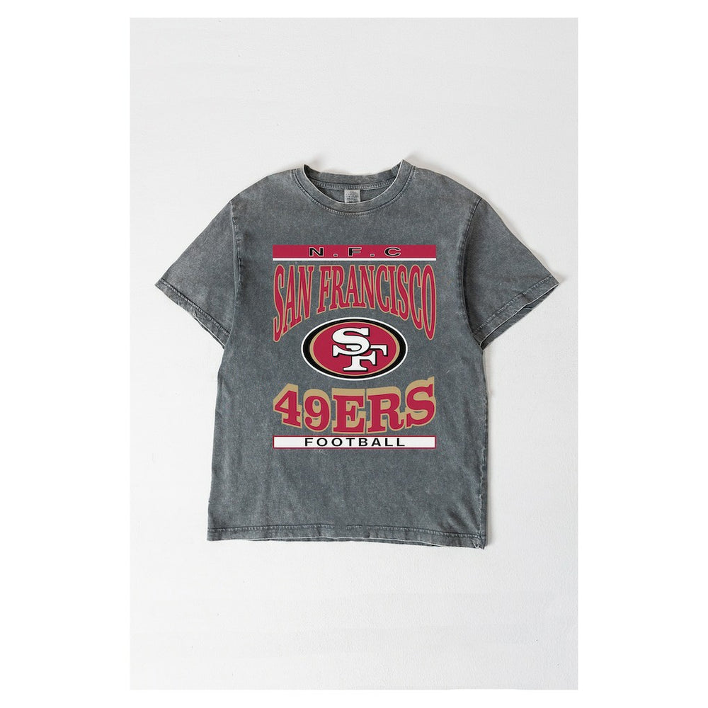 San Francisco 49ers Gameday Couture Women's Oversized Classic Grind Washed T-Shirt Gray