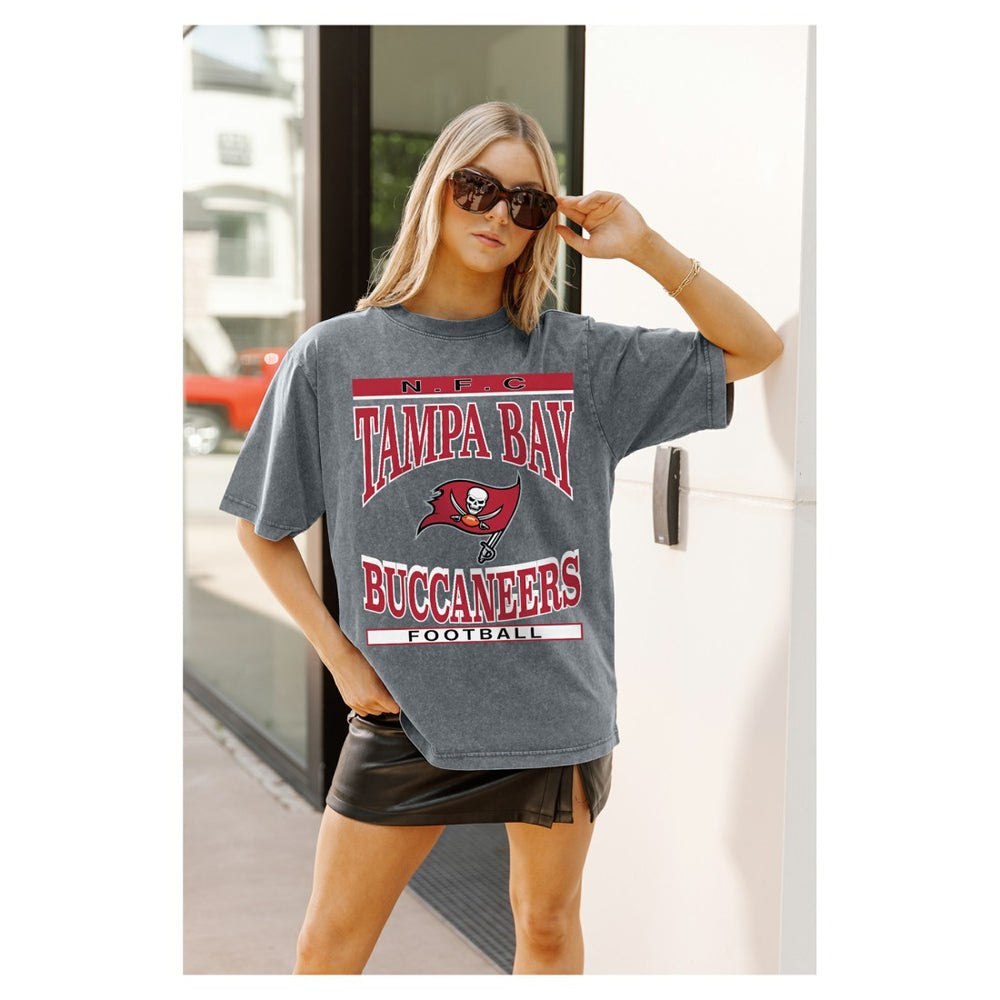 Tampa Bay Buccaneers Gameday Couture Women's Oversized Classic Grind Washed T-Shirt Gray