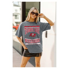 Tampa Bay Buccaneers Gameday Couture Women's Oversized Classic Grind Washed T-Shirt Gray