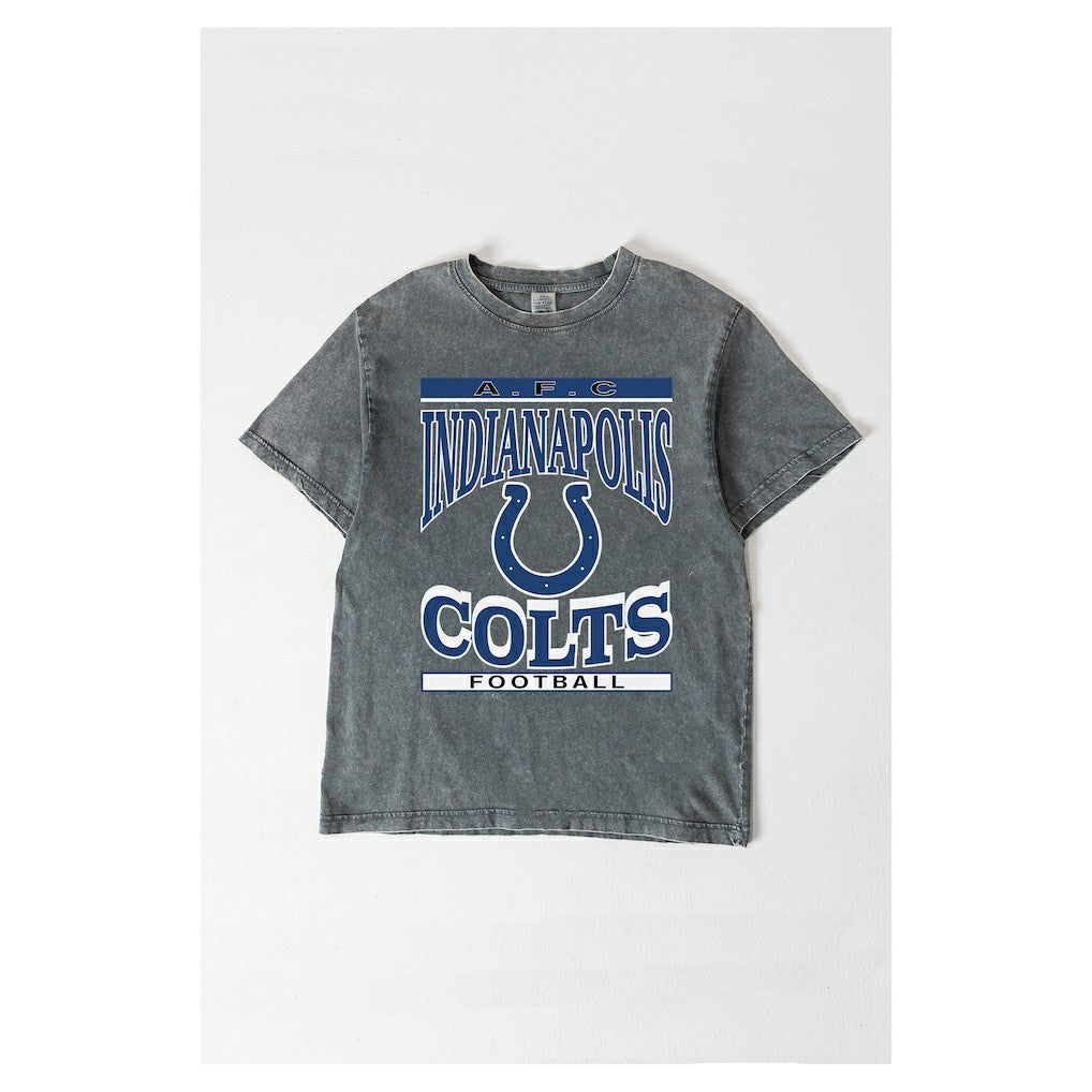Indianapolis Colts Gameday Couture Women's Oversized Classic Grind Washed T-Shirt Gray