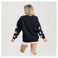 Arizona Cardinals Gameday Couture Women's Pure Victory Rhinestud Star-Sleeve Pullover Sweatshirt Black