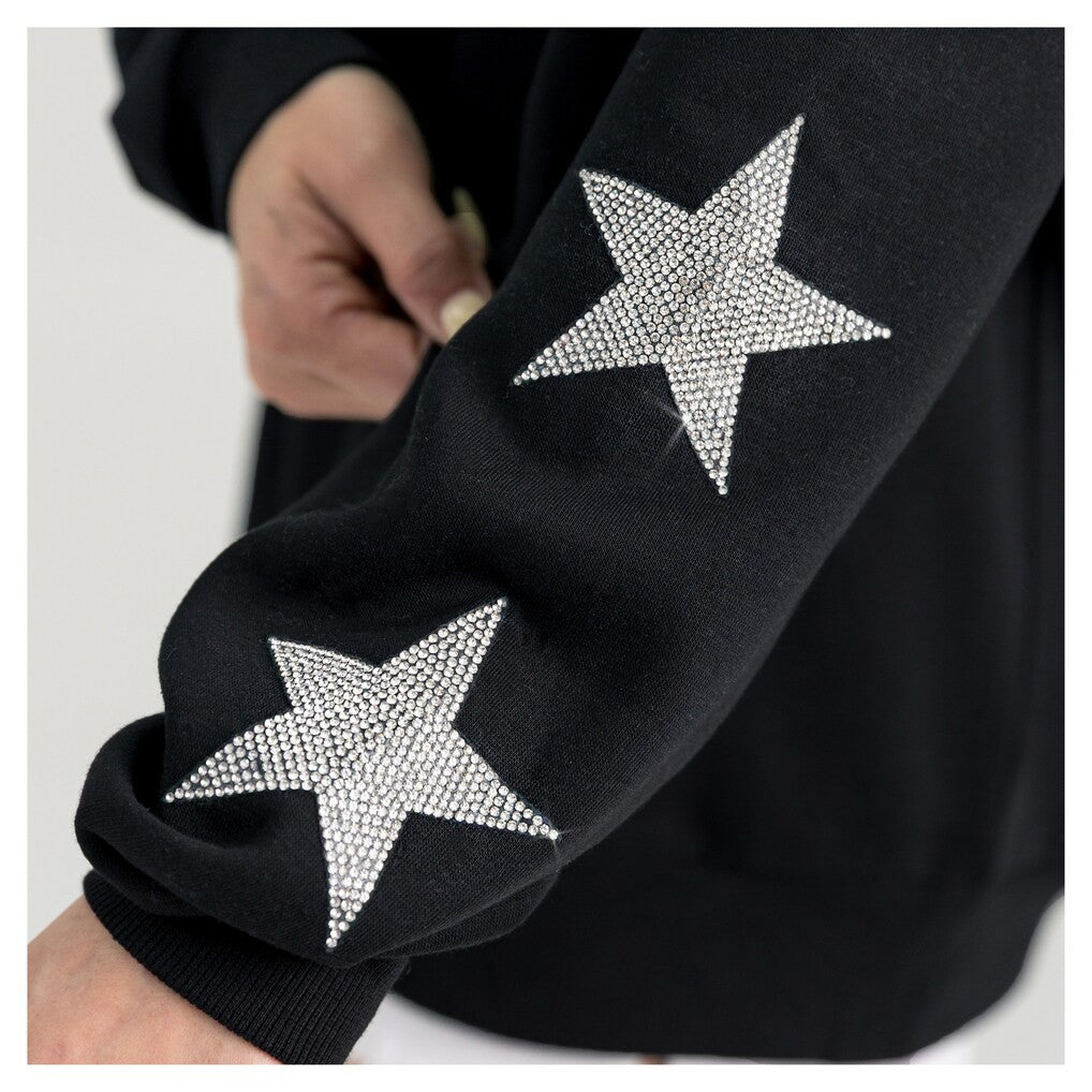Green Bay Packers Gameday Couture Women's Pure Victory Rhinestud Star-Sleeve Pullover Sweatshirt Black