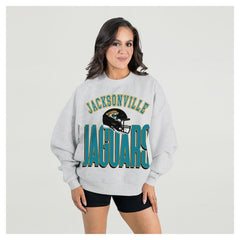 Jacksonville Jaguars Gameday Couture Women's Fierce Focus Premium Oversized Fleece Pullover Sweatshirt Ash