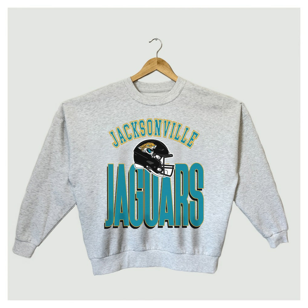 Jacksonville Jaguars Gameday Couture Women's Fierce Focus Premium Oversized Fleece Pullover Sweatshirt Ash