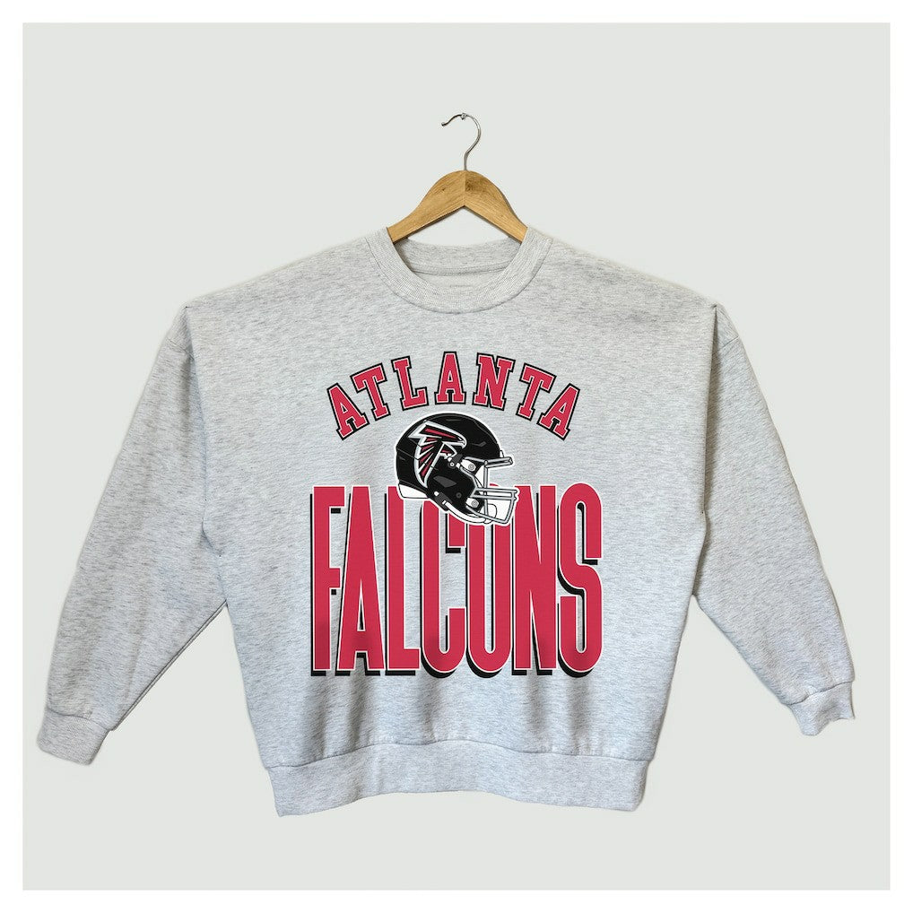 Atlanta Falcons Gameday Couture Women's Fierce Focus Premium Oversized Fleece Pullover Sweatshirt Ash