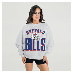 Buffalo Bills Gameday Couture Women's Fierce Focus Premium Oversized Fleece Pullover Sweatshirt Ash