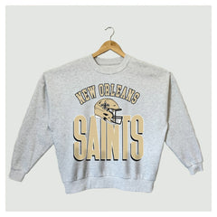 New Orleans Saints Gameday Couture Women's Fierce Focus Premium Oversized Fleece Pullover Sweatshirt Ash