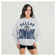 Dallas Cowboys Gameday Couture Women's Fierce Focus Premium Oversized Fleece Pullover Sweatshirt Ash