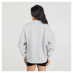 Denver Broncos Gameday Couture Women's Fierce Focus Premium Oversized Fleece Pullover Sweatshirt Ash