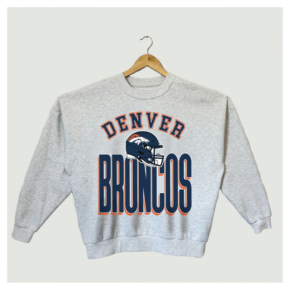 Denver Broncos Gameday Couture Women's Fierce Focus Premium Oversized Fleece Pullover Sweatshirt Ash