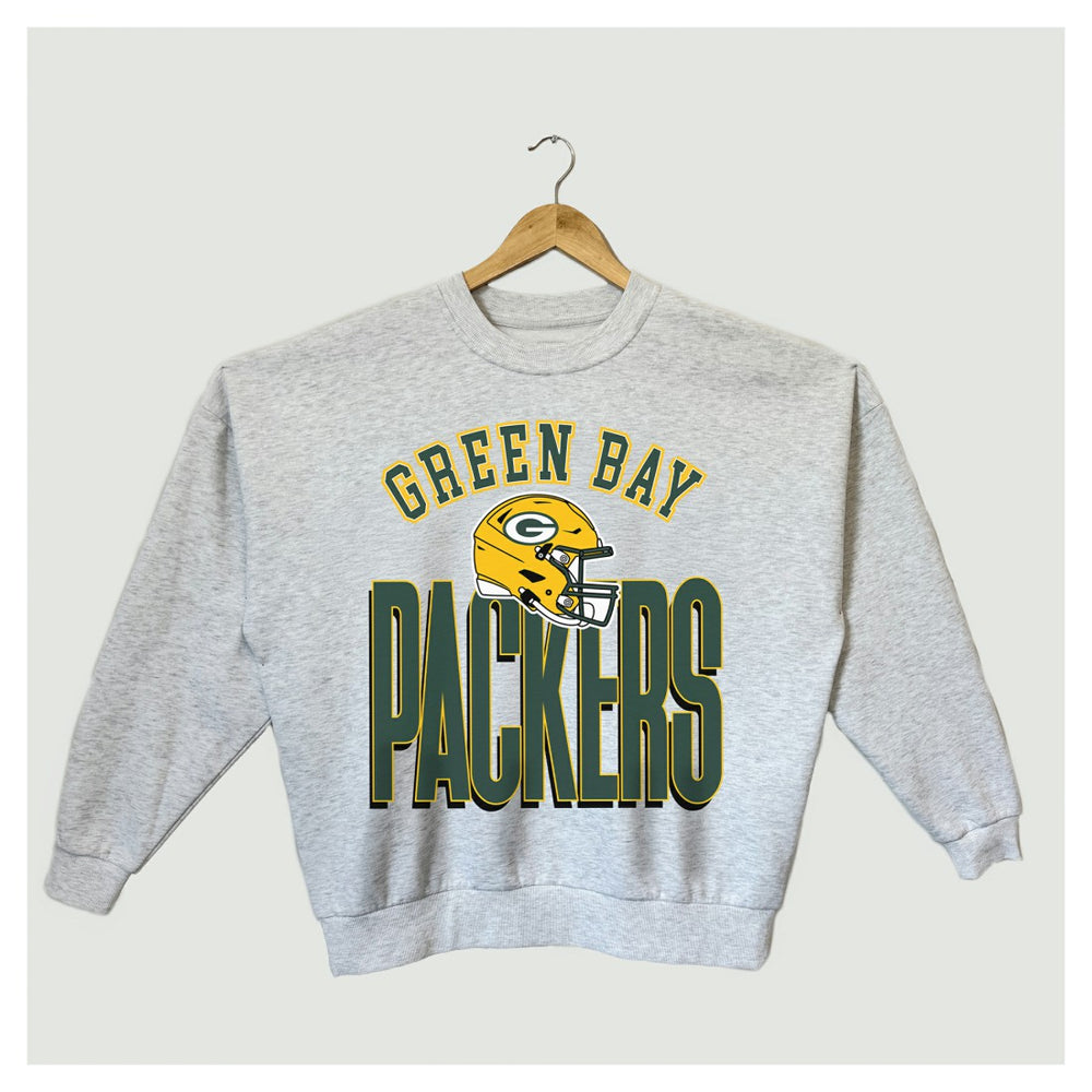 Green Bay Packers Gameday Couture Women's Fierce Focus Premium Oversized Fleece Pullover Sweatshirt Ash