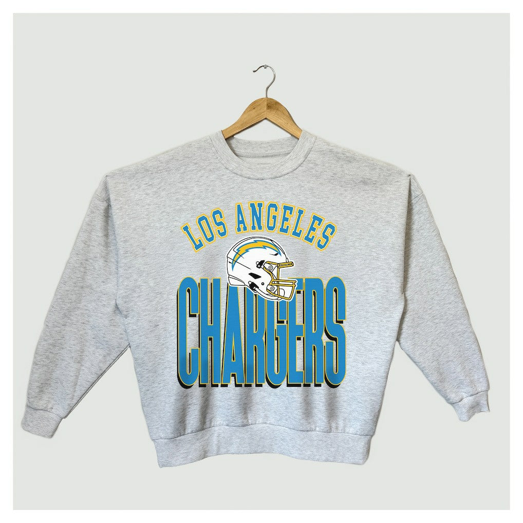 Los Angeles Chargers Gameday Couture Women's Fierce Focus Premium Oversized Fleece Pullover Sweatshirt Ash