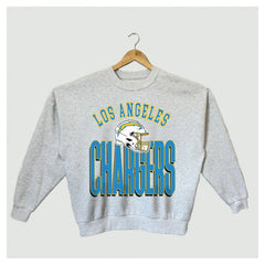 Los Angeles Chargers Gameday Couture Women's Fierce Focus Premium Oversized Fleece Pullover Sweatshirt Ash