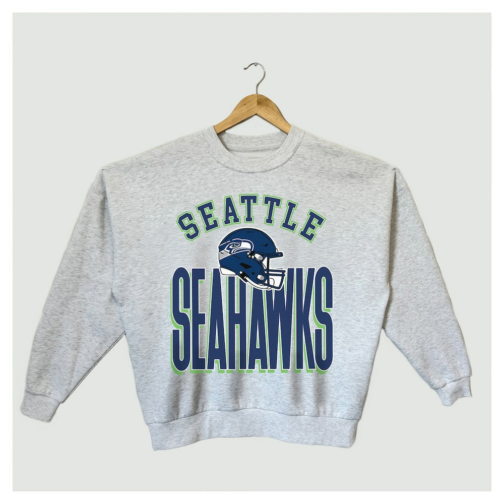 Seattle Seahawks Gameday Couture Women's Fierce Focus Premium Oversized Fleece Pullover Sweatshirt Ash