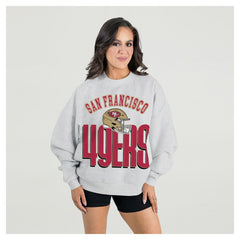 San Francisco 49ers Gameday Couture Women's Fierce Focus Premium Oversized Fleece Pullover Sweatshirt Ash