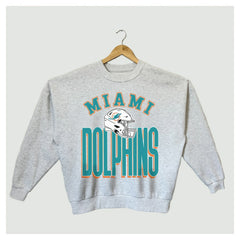 Miami Dolphins Gameday Couture Women's Fierce Focus Premium Oversized Fleece Pullover Sweatshirt Ash