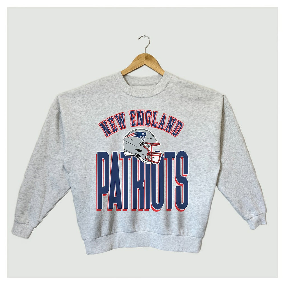 New England Patriots Gameday Couture Women's Fierce Focus Premium Oversized Fleece Pullover Sweatshirt Ash