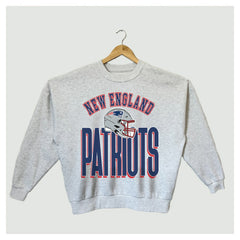 New England Patriots Gameday Couture Women's Fierce Focus Premium Oversized Fleece Pullover Sweatshirt Ash